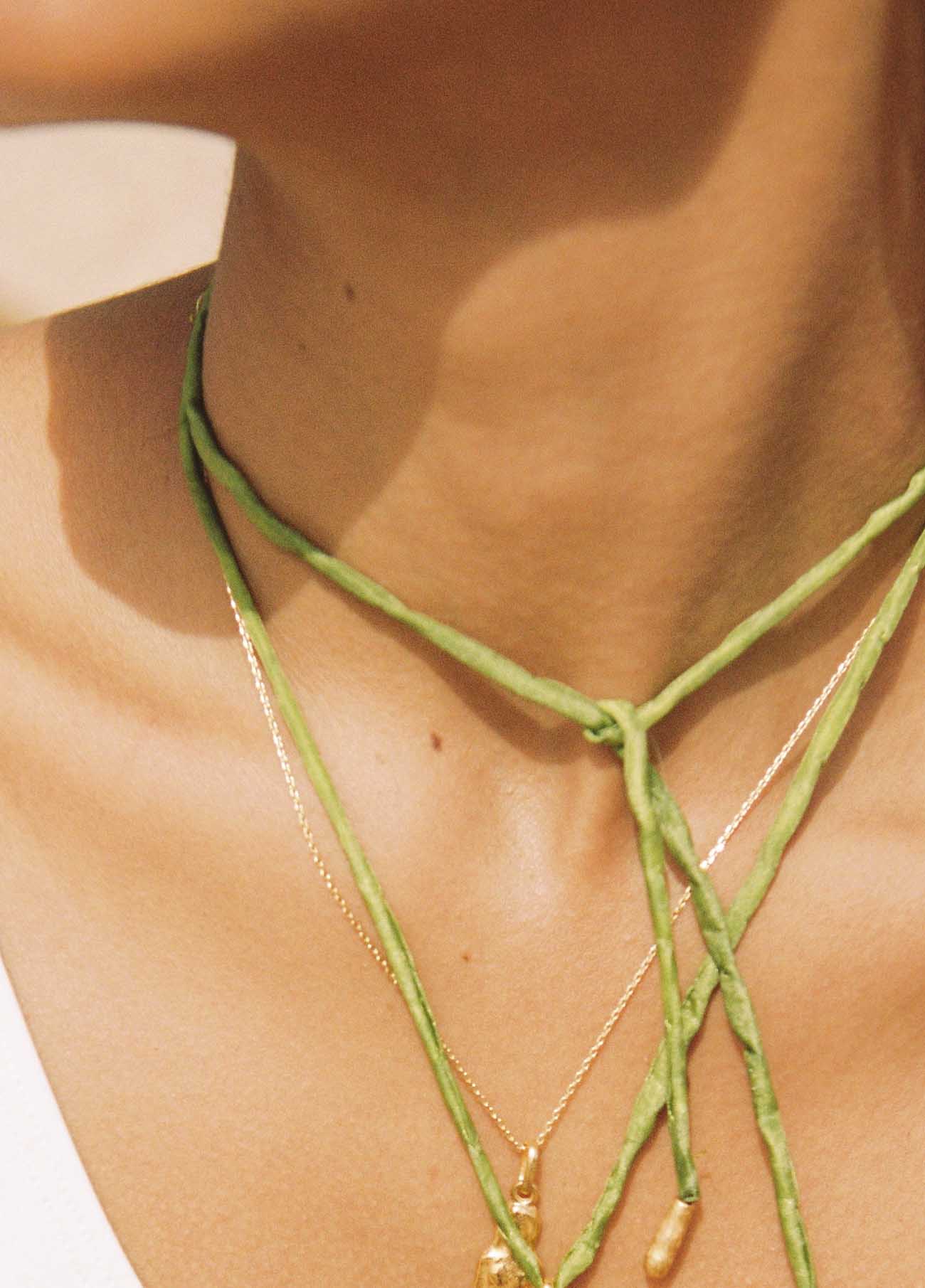 Green Gold Silk Necklace