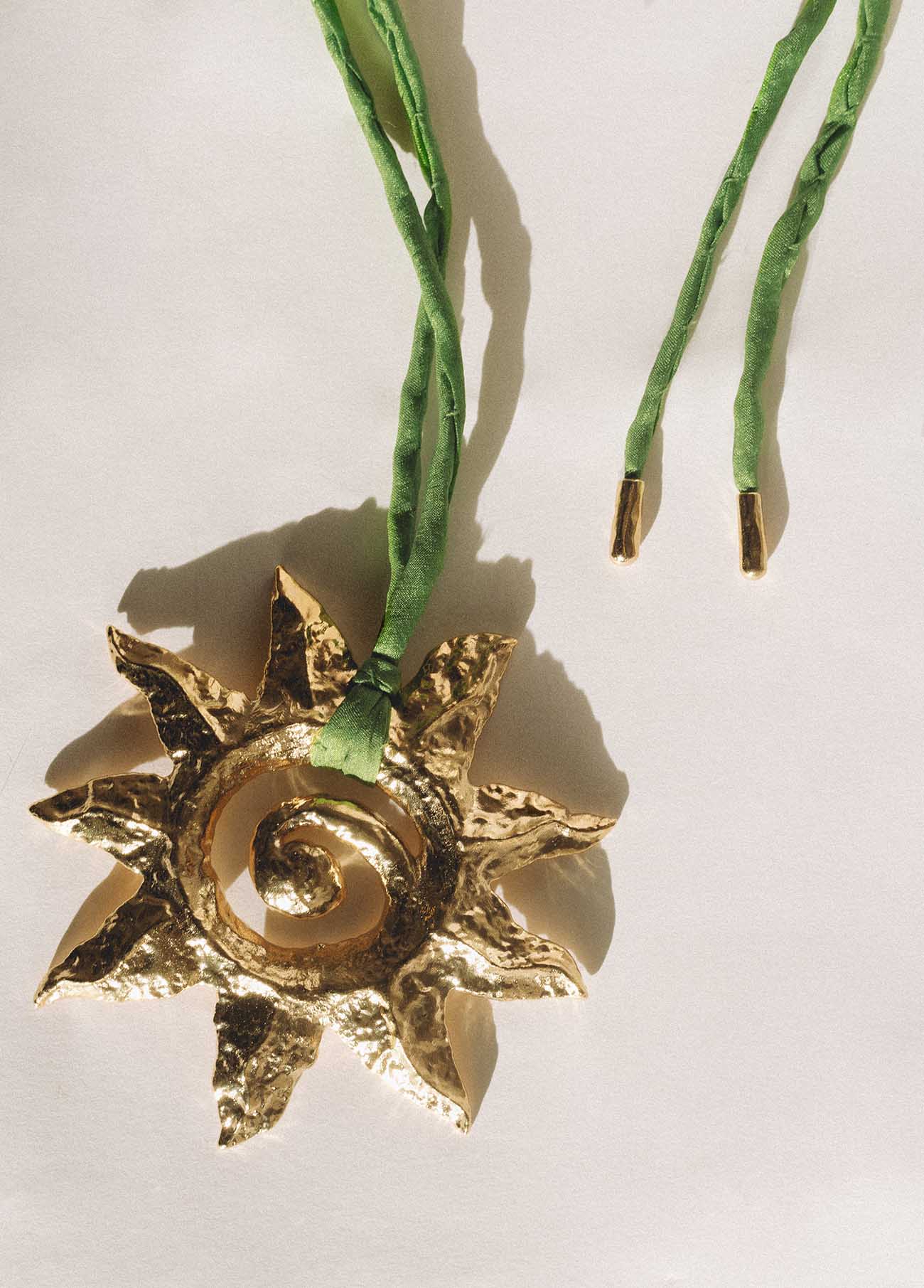 Green Gold Silk Necklace