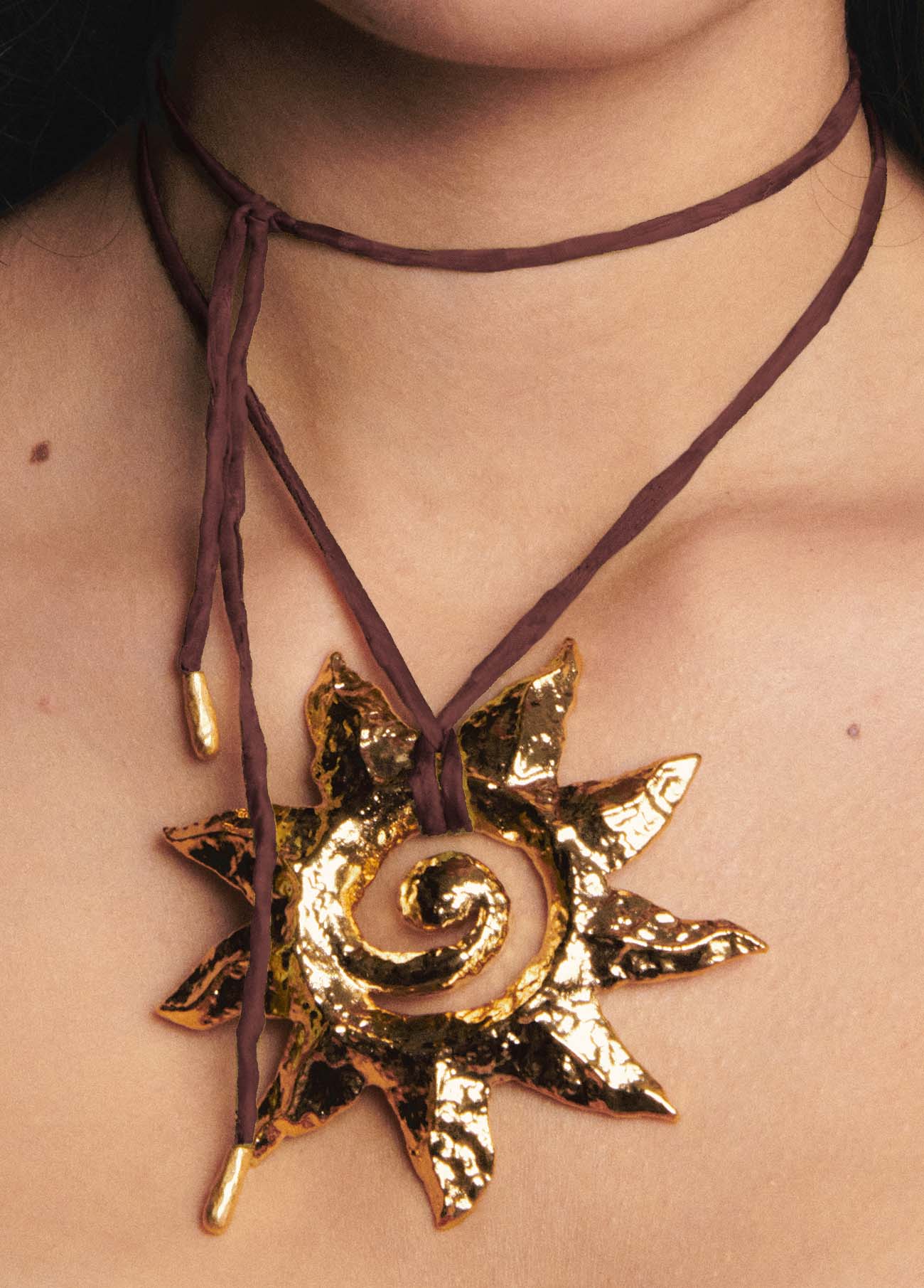 Cinnamon Gold Silk Necklace