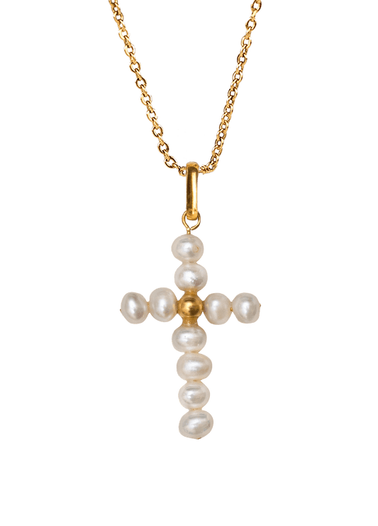 Pearly Cross Necklace