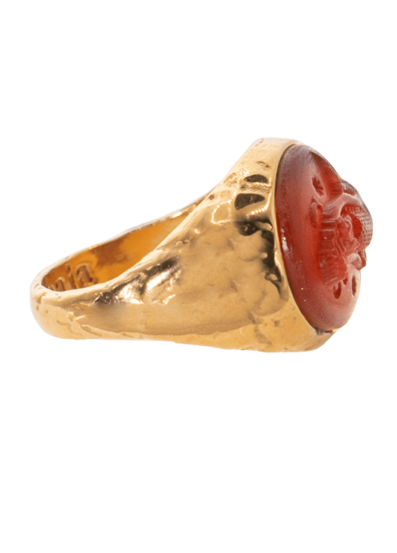 Garnet Signet Gold Ring