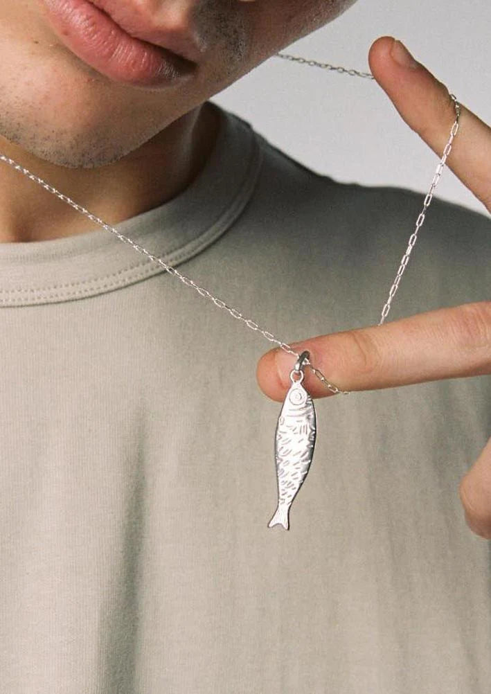 Sardine with Mare Silver Chain Necklace