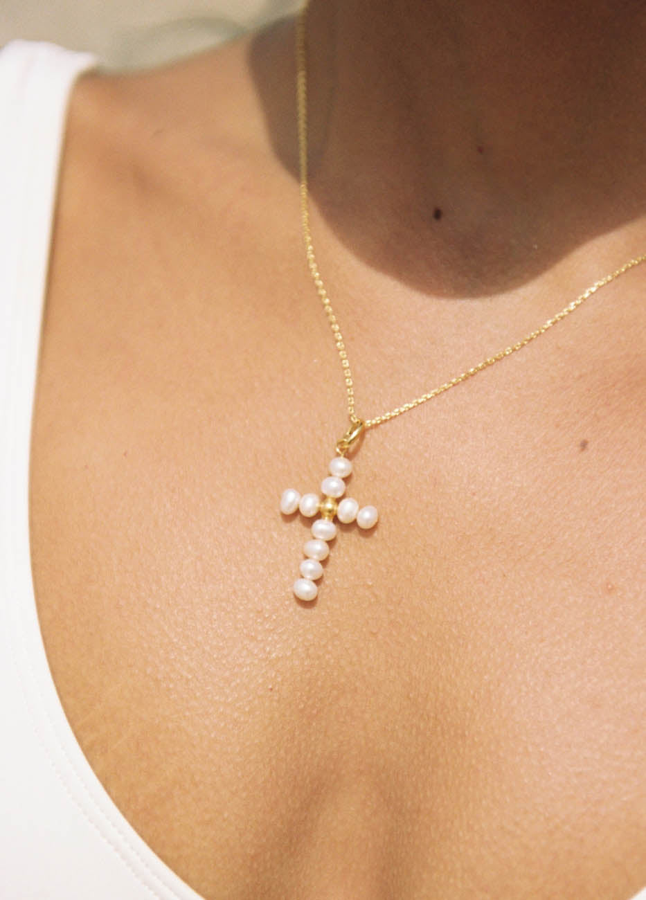 Pearly Cross Charm