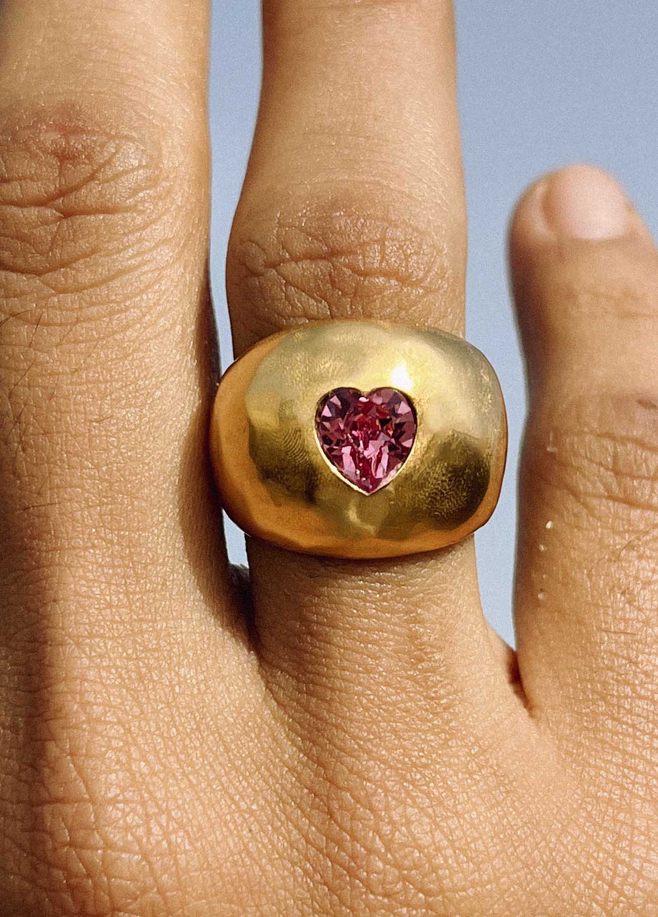 Dolce Pink Solid Gold Signet Ring