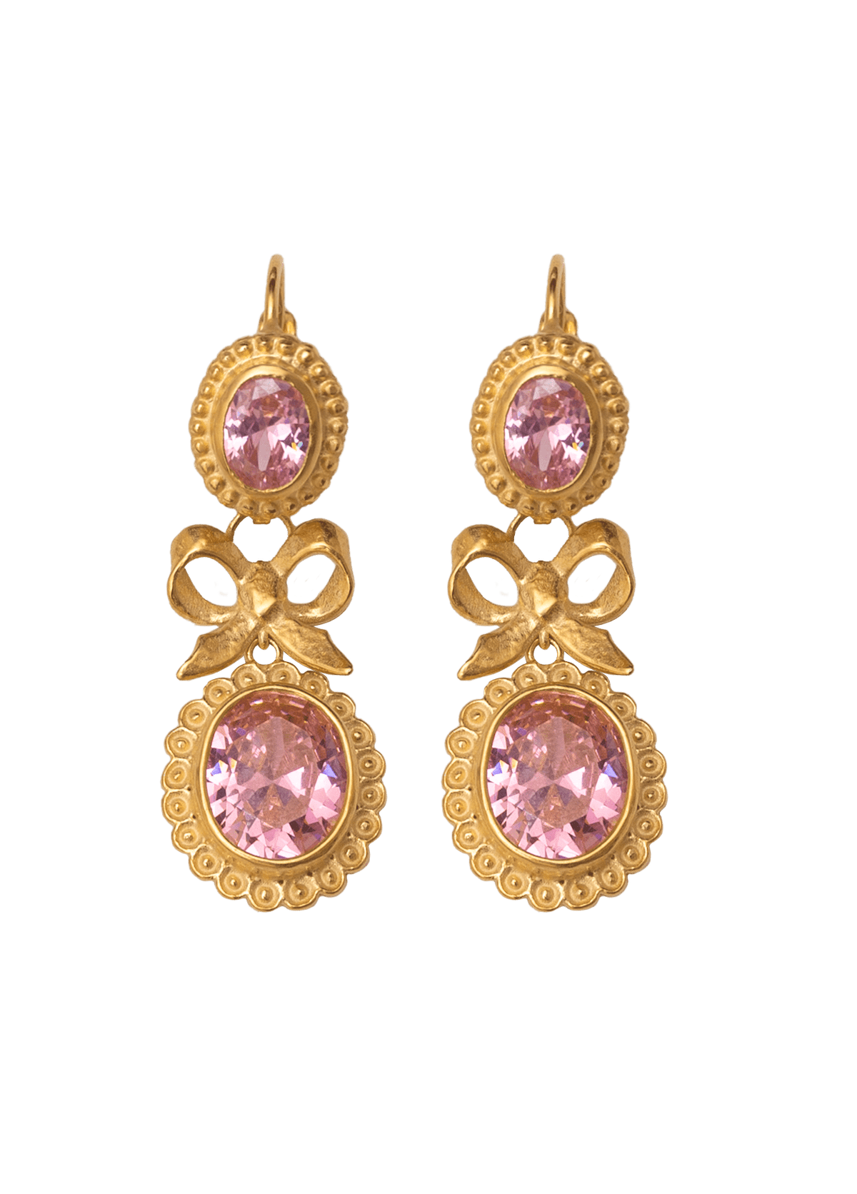 Pendientes Isabelinos Rosa Oro macizo