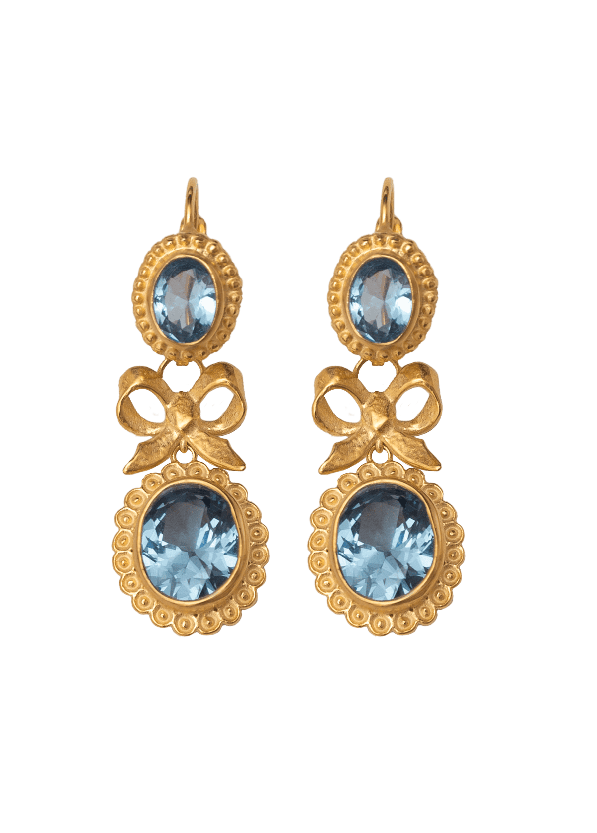 Pendientes Isabelinos Aqua Oro Macizo