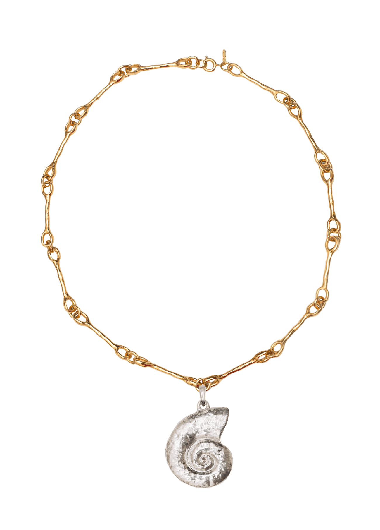 Gold Nautilus Necklace with Silver Shell