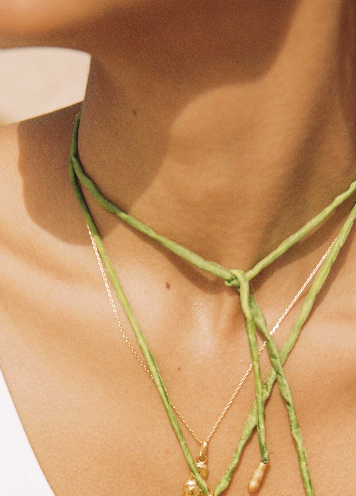 Green Gold Silk Necklace