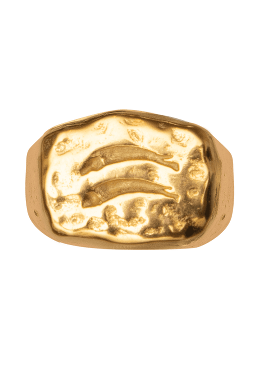 Anillo Sello Pez Oro