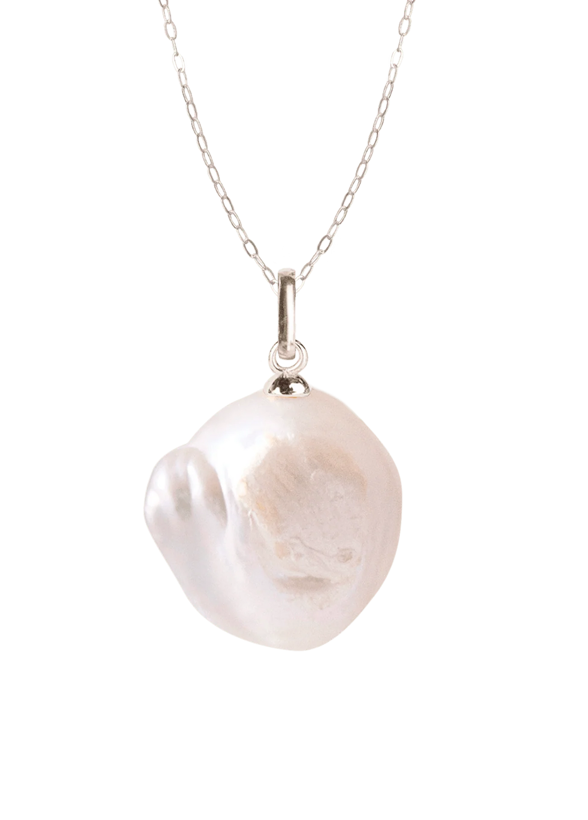 Precious Pearl with Mare Silver Chain Necklace