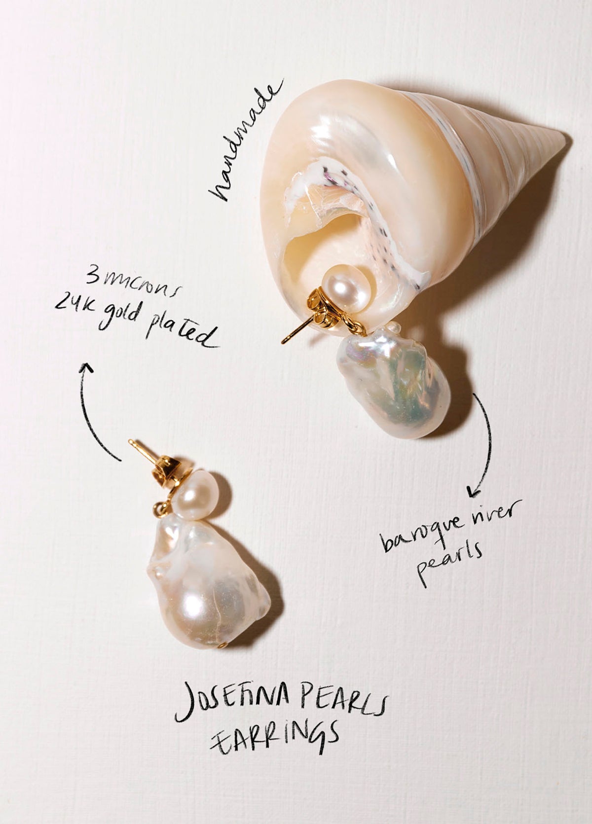 Josefina Pearl Earrings Solid Gold