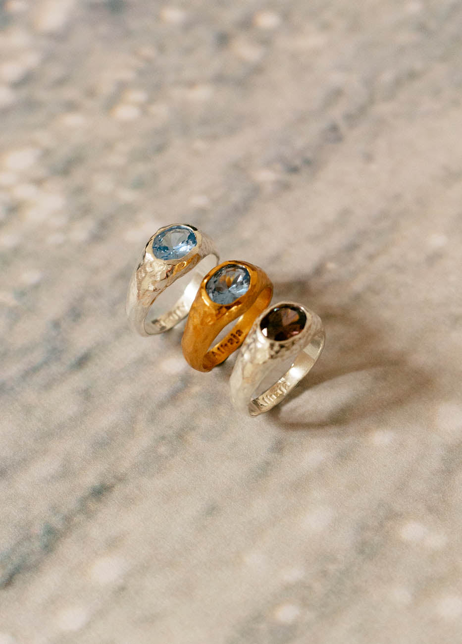 Anillo Positano Aqua Plata