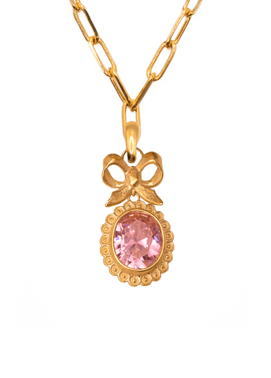 Collar Isabelino Rosa con Cadena Creta