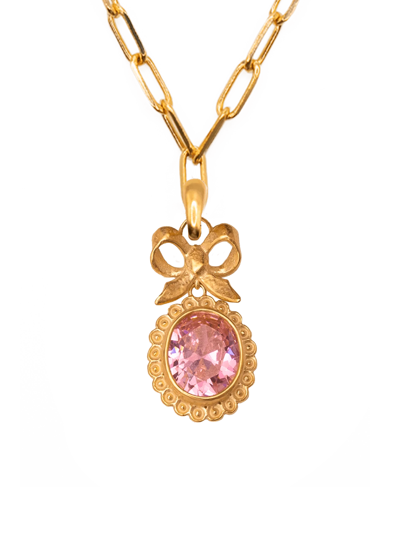 Collar Isabelino Rosa con Cadena Creta