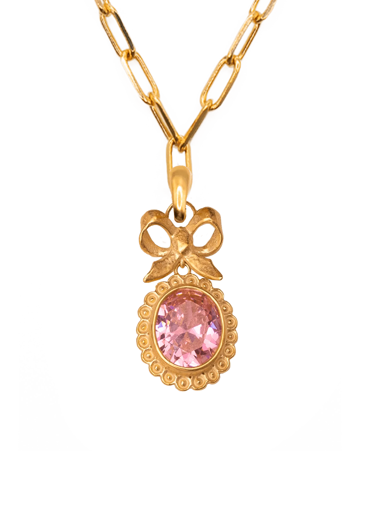 Collar Isabelino Rosa con Cadena Creta
