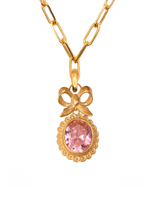 Collar Isabelino Rosa con Cadena Creta