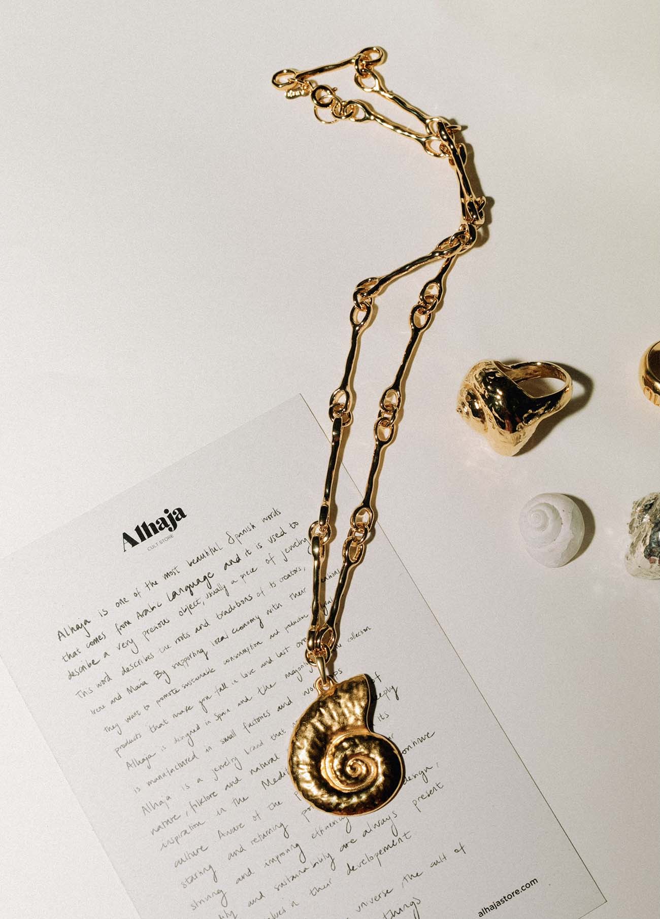 Gold Nautilus Necklace with Gold Shell