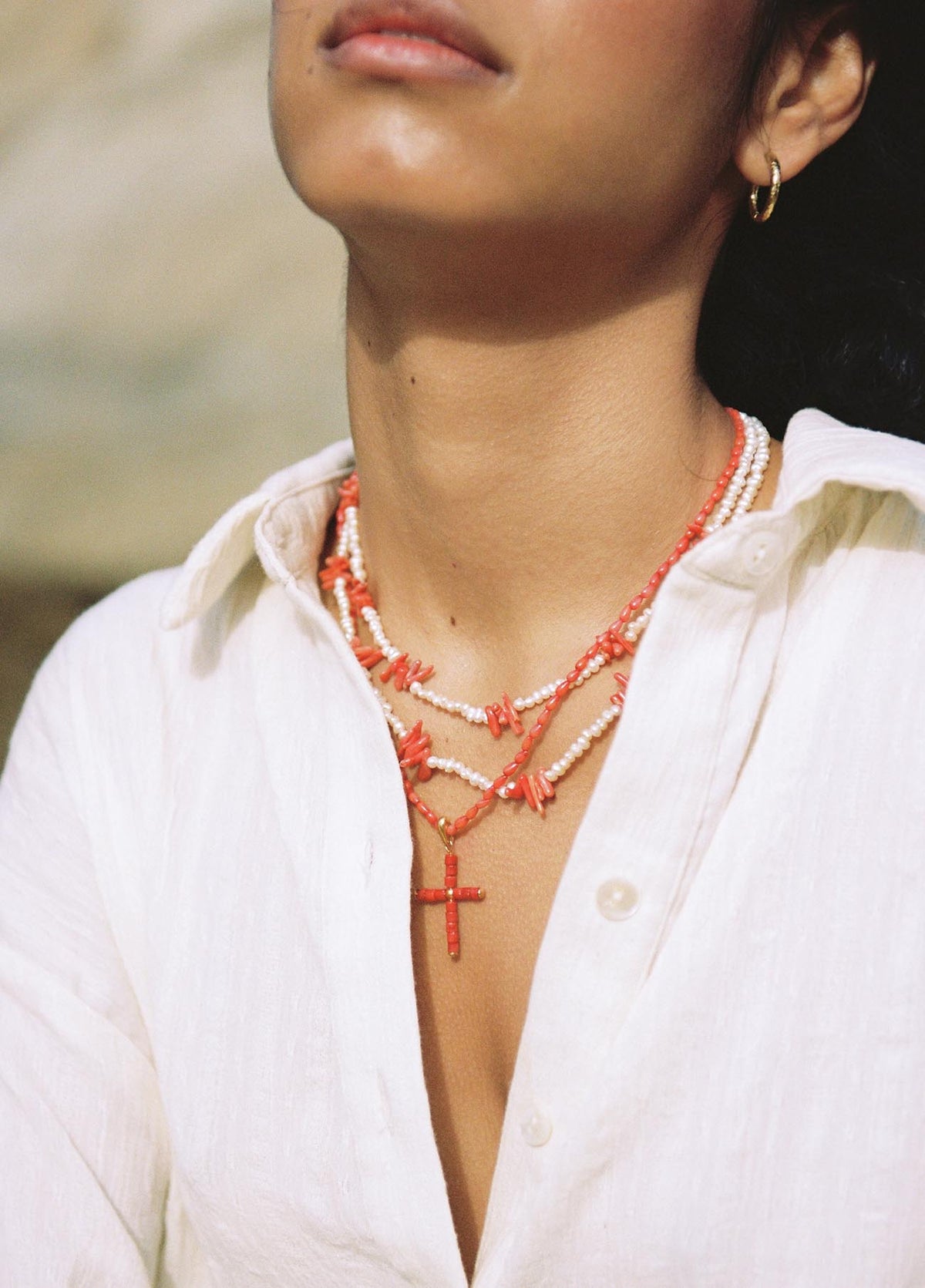 Coral Cross Charm