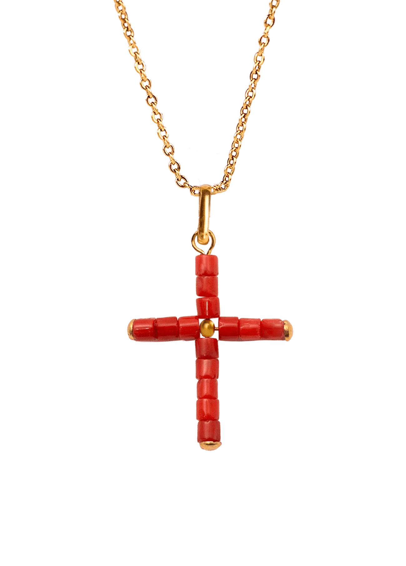 Coral Cross Necklace