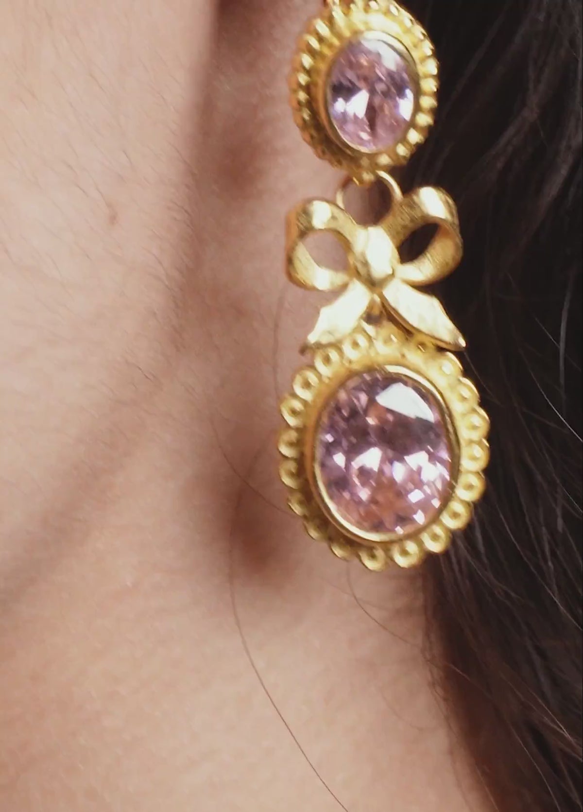 Pendientes Isabelinos Rosa Oro macizo